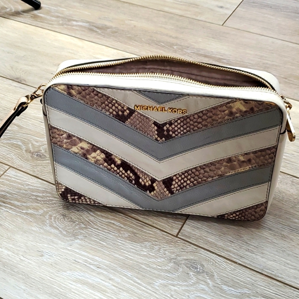 Michael Kors Chevron Snake Skin Crossbody Bag